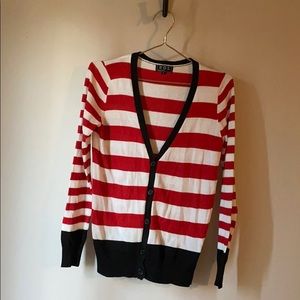Red stripe cardigan